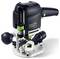 Routeur Festool OF 1010 REQ sur fond blanc, mettant en valeur son design ergonomique avec des molettes de réglage et une échelle de mesure pour une précision optimale.