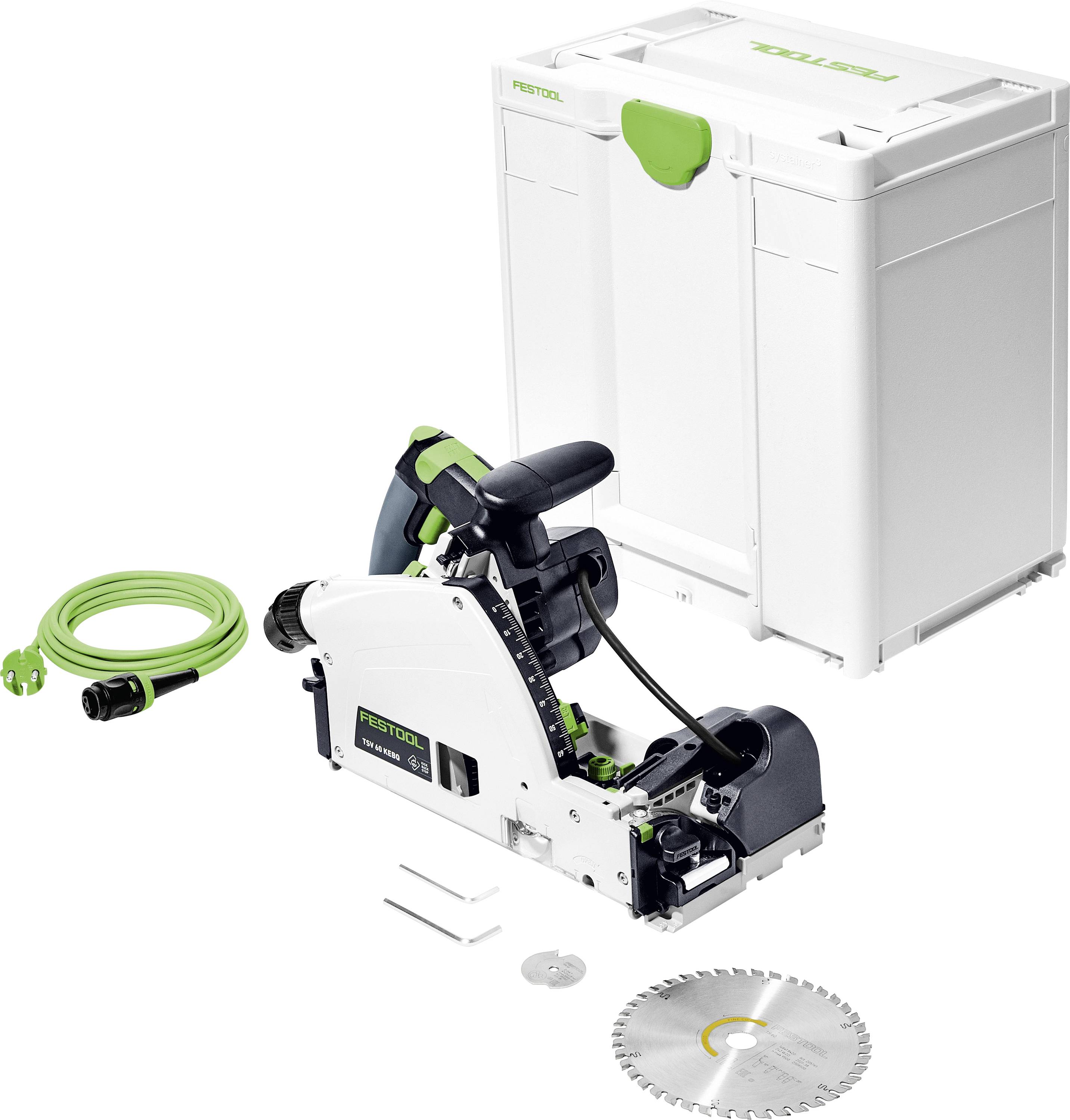 Festool TSV 60 KEBQ-Plus Scie plongeante avec inciseur Profondeur de coupe max. (90°) 60 mm + accessoires 1500 W, 190 W