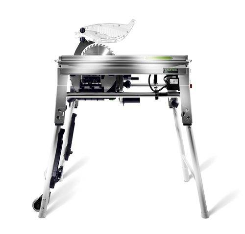 Une scie à table portable avec une lame ajustable, montée sur un support pliable pour un transport facile et des travaux de menuiserie précis.