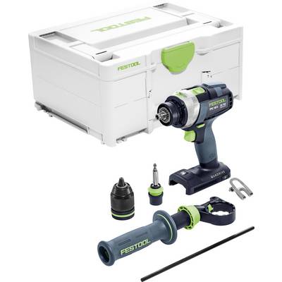 Un ensemble de perceuse sans fil Festool comprenant une perceuse, des accessoires et un coffret de rangement, présentant des outils pour des projets professionnels ou de bricolage.