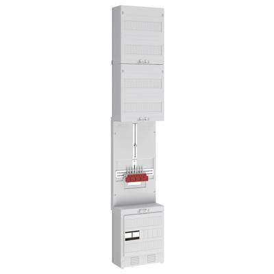Armoire électrique avec plusieurs compartiments, connexions de câbles et interrupteurs, probablement utilisée pour la distribution et le contrôle des circuits électriques.