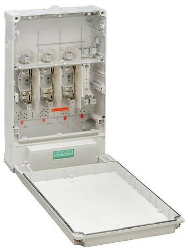 Un boîtier de fusibles électriques ouvert avec des fusibles et des câbles visibles à l'intérieur, mettant en évidence les composants internes d'un système électrique domestique.
