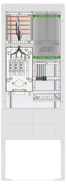 Schéma d'un tableau électrique avec des composants étiquetés, comprenant des fils, des interrupteurs et des connecteurs. Tableau représenté avec des sections et des étiquettes.