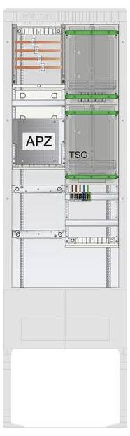 L'image présente un schéma annoté d'un rack de télécommunications, comprenant des sections marquées 'APZ' et 'TSG' avec des câblages et des composants.
