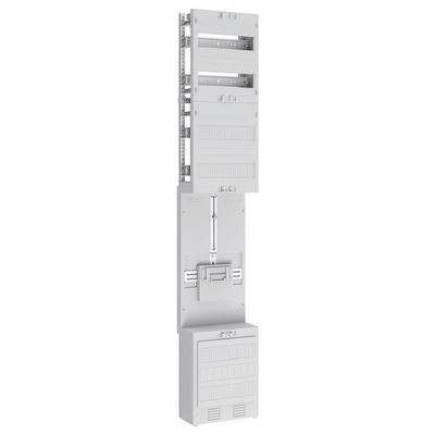 Un assemblage vertical de boîtiers électroniques modulaires, présentant plusieurs compartiments empilés et un panneau central avec des sections articulées.