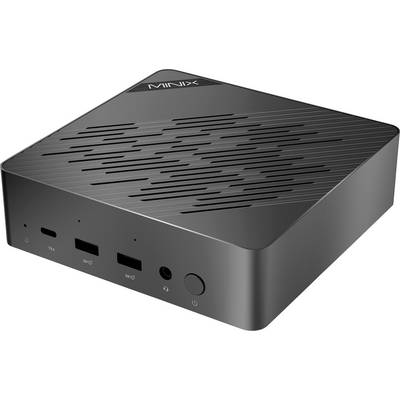 Un petit appareil électronique rectangulaire noir à la surface lisse et au motif distinctif, doté de plusieurs ports sur le côté pour la connectivité.