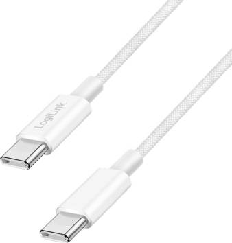 LogiLink Câble USB-C  USB 2.0 USB-C® mâle 1 m blanc blindé CU0341