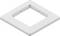 Une tuile carrée simple en plastique blanc avec un carré central en creux et des bords légèrement surélevés, probablement un composant de couverture ou de cadre.