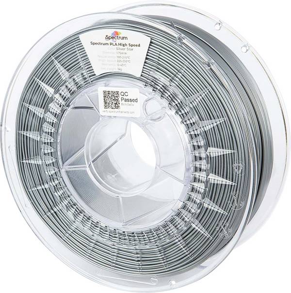 Spectrum Filaments 81067 PLA High Speed Filament PLA filament haute vitesse, rigidité élevée, résistance élevée à la traction 1.75 mm 1000 g silver star, argent  1 pc(s)