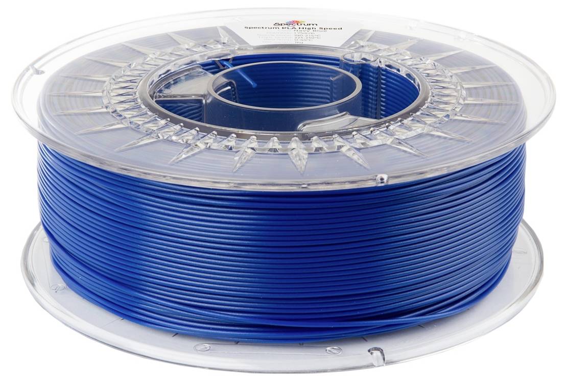 Une bobine de filament d'impression 3D bleu avec un boîtier en plastique transparent, portant l'étiquette « duramic 3D » sur le dessus.
