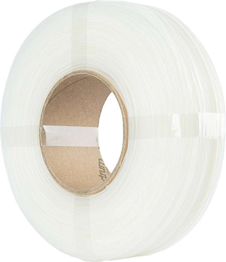 Un rouleau de ruban adhésif transparent pour emballage, avec un noyau en carton, utilisé pour sceller des boîtes et des colis.