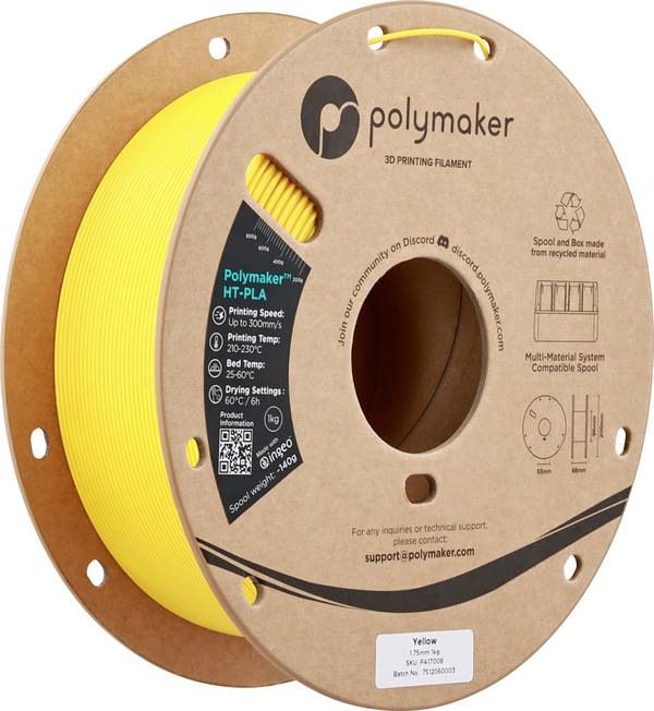 Polymaker PA17008 HT-PLA Filament PLA, HT-PLA résiste à la chaleur, filament haute vitesse 1.75 mm 1000 g jaune, Yellow  1 pc(s)