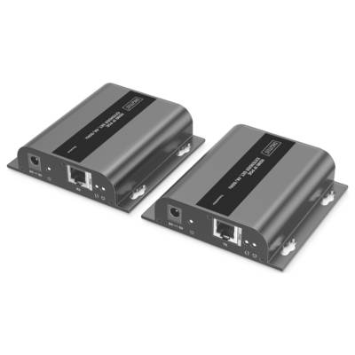 Deux dispositifs électroniques noirs avec des ports Ethernet, étiquetés 'T4' et 'R4', conçus pour la transmission de signaux, placés côte à côte.