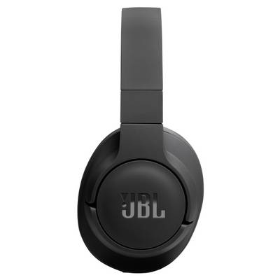 Une paire d'écouteurs circumauraux noirs JBL, présentant un design élégant, avec le logo JBL mis en évidence sur le pavillon d'écouteur.