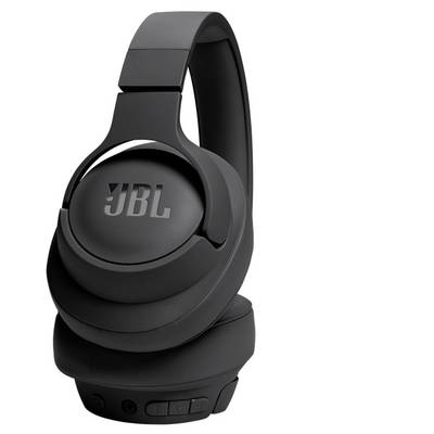 Casque circum-auriculaire noir avec le logo JBL, présentant un design épuré et des boutons de contrôle visibles sur le côté.
