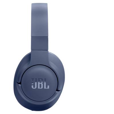 Casque audio supra-auriculaire bleu avec le logo 'JBL' sur le pavillon.