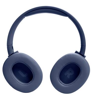 Casque audio supra-auriculaire bleu avec les lettres « L » et « R » indiquant les côtés gauche et droit, placé verticalement.
