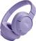 Casque audio Bluetooth supra-auriculaire violet avec logo de marque, boutons de contrôle du volume et bouton marche/arrêt sur le côté.