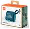 Un boîtier d'enceinte Bluetooth JBL GO 4 présentant un haut-parleur bleu-vert avec le logo 'JBL', un effet d'éclaboussure d'eau, la version Bluetooth 5.3, et une autonomie de batterie de 7 heures.