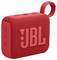 Un haut-parleur portable Bluetooth rouge avec une surface texturée en tissu et un logo « JBL », doté d'une boucle de transport.