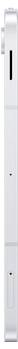 Une télécommande blanche avec un bouton central noir, probablement destinée à une télévision ou à un appareil électronique, présentant un design simple et minimaliste.