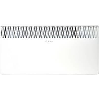 Chauffage mural blanc Bosch avec une grille de ventilation perforée en haut pour la circulation de l'air.