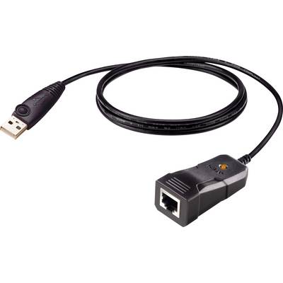 Un adaptateur USB vers Ethernet doté d'une fiche USB à une extrémité et d'un port Ethernet à l'autre, utilisé pour les connexions réseau.