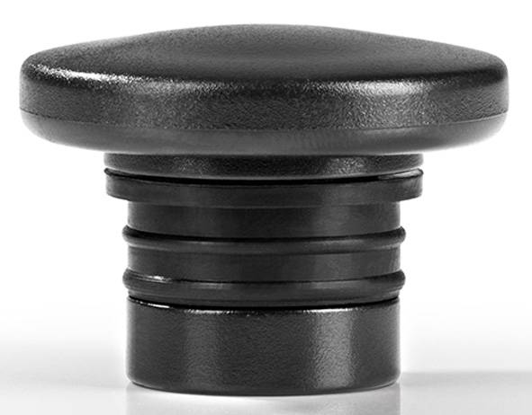 Un bouchon noir en forme de cylindre, doté de plusieurs rainures pour un ajustement sûr et élégant.