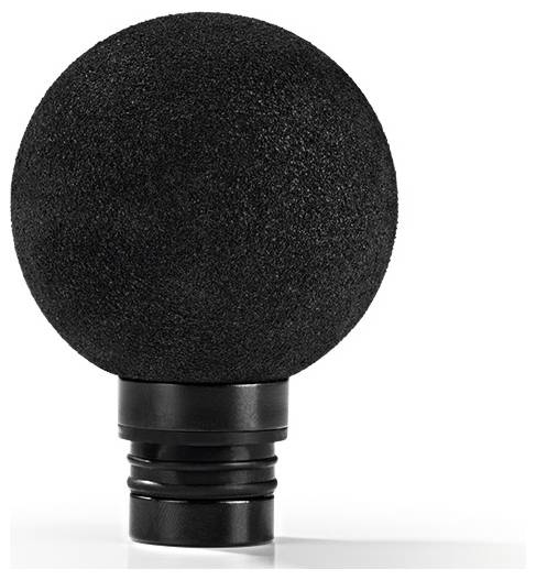 Un écran pare-vent en mousse noire conçu pour s'adapter aux microphones, principalement utilisé pour réduire le bruit du vent et protéger le microphone lors des enregistrements.