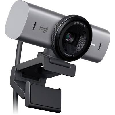 Une webcam élégante et métallique fixée sur un clip, dotée d'un objectif « Ultra-grand angle 4K », conçue pour des flux vidéo ou des conférences de haute qualité.