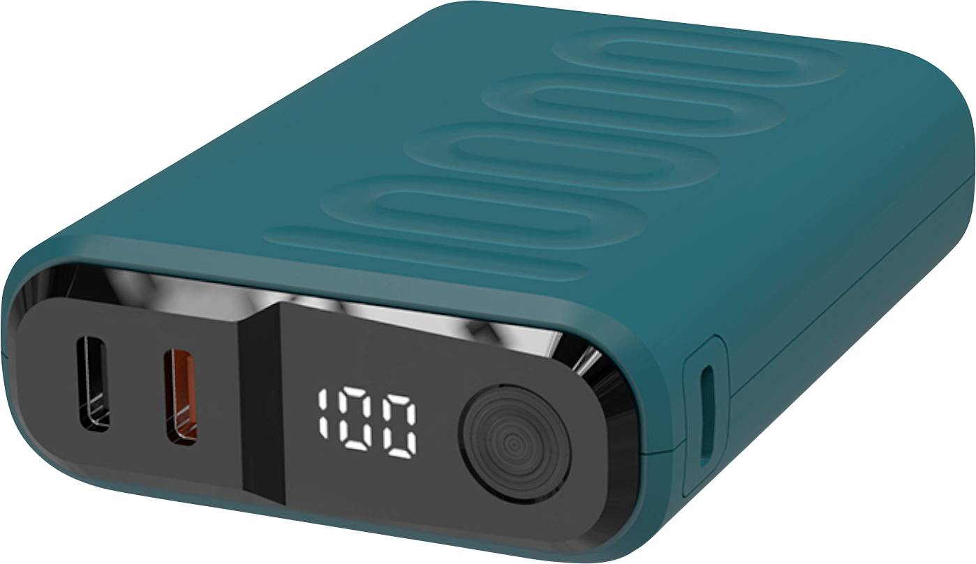 RealPower REALPOWER PB-10000 C Powerbank (batterie supplémentaire) 10000 mAh Power Delivery USB-C®, USB-C® (avec Power Delivery) bleu foncé affichage du statut