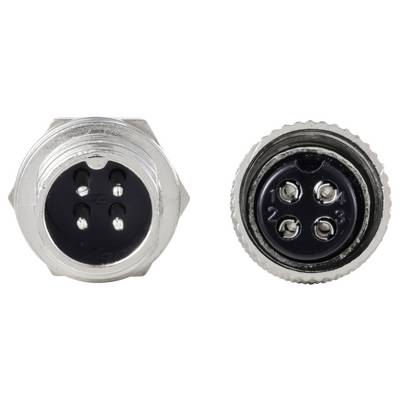 « Deux connecteurs électriques circulaires à 5 broches : un mâle à gauche, un femelle à droite. »