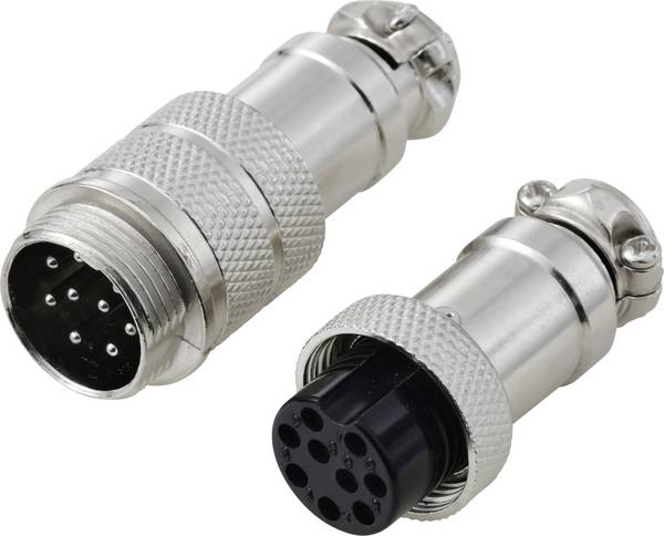 TRU COMPONENTS TC-13895624 Connecteur rond mâle, Contact femelle Nombre total de pôles: 9 Série (connecteur rond): GX16 1 set