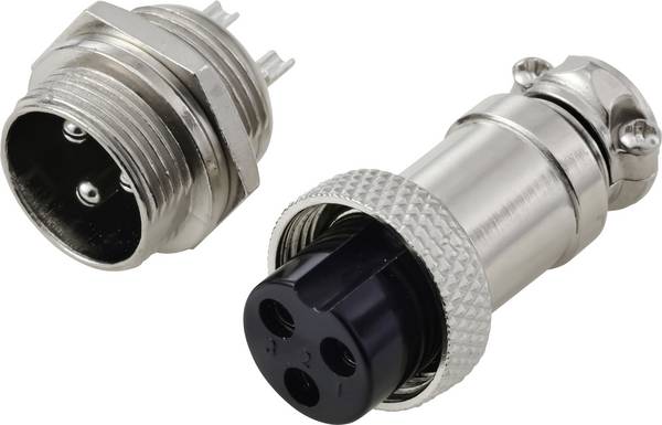 TRU COMPONENTS TC-13895636 Connecteur rond mâle, Contact femelle Nombre total de pôles: 3 Série (connecteur rond): GX16 1 set