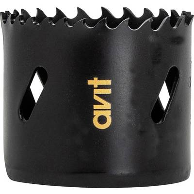 Un scie-cloche noir circulaire avec des dents acérées et un logo 'avt' sur le côté, utilisé pour découper des trous précis dans divers matériaux.