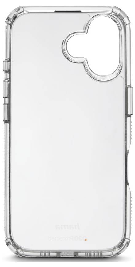 Étui transparent pour smartphone avec découpe d'objectif en forme de cœur, offrant une protection renforcée aux coins.