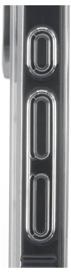 Un étui de téléphone transparent affiche le logo de la marque. Le texte du coin indique « Fabriqué en Allemagne » avec les couleurs du drapeau allemand au-dessus.