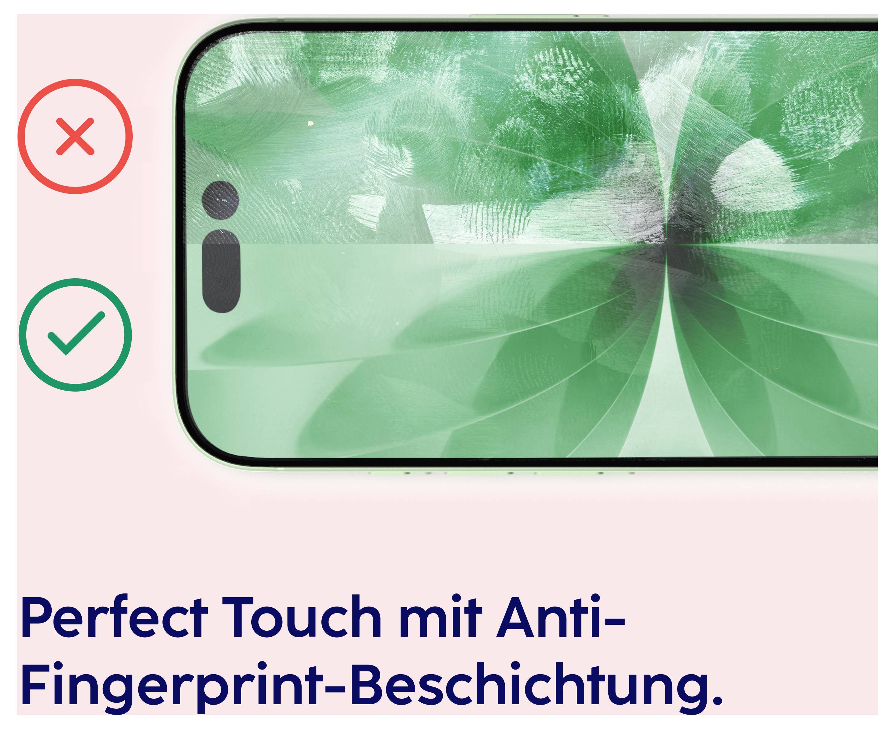 Smartphone à l'écran noir vide, affichant une mesure diagonale marquée avec des flèches allant du coin supérieur gauche au coin inférieur droit.