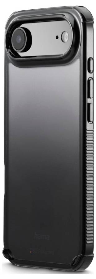 Un étui de smartphone noir, protecteur, avec des coins renforcés et un dos transparent, permettant de voir le design du téléphone.