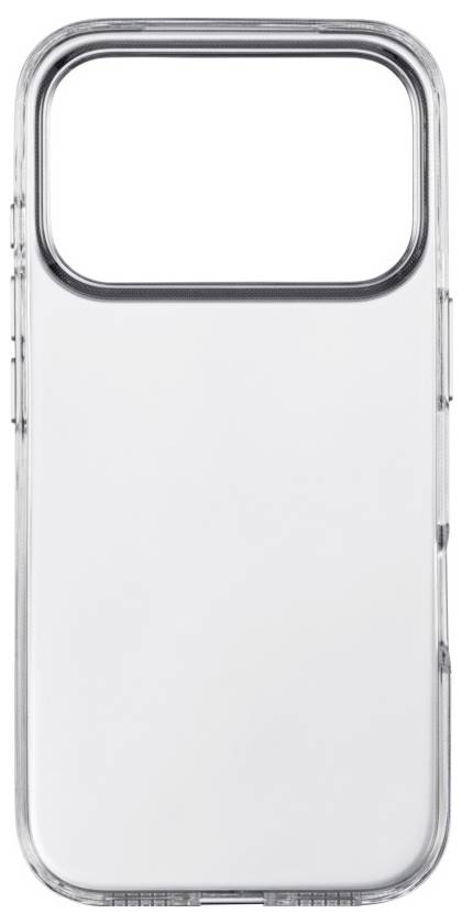 Un étui de téléphone transparent avec des bords renforcés conçu pour protéger un smartphone, présentant des découpes précises pour les boutons et les ports.