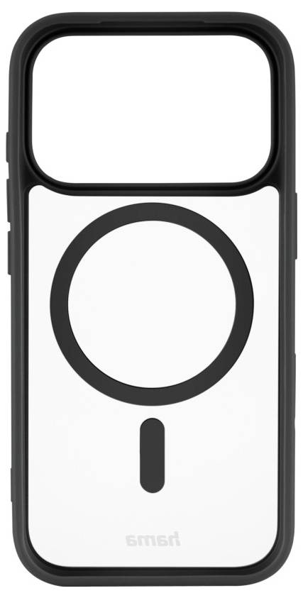 Coque de téléphone avec anneau magnétique intégré pour compatibilité MagSafe, conçue pour iPhone 14. Design simple en blanc et noir.
