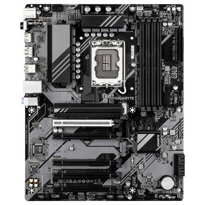 Image d'une carte mère Gigabyte comportant plusieurs emplacements PCIe, des emplacements pour RAM, et des connecteurs pour processeur, alimentation et périphériques.