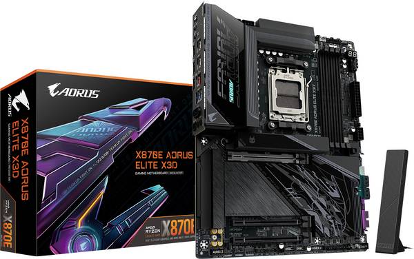 Gigabyte X870E AORUS ELITE X3D Carte mère Socket (PC) AMD® AM5 Facteur de forme (détails) ATX Chipset de la carte mère AMD® X870E