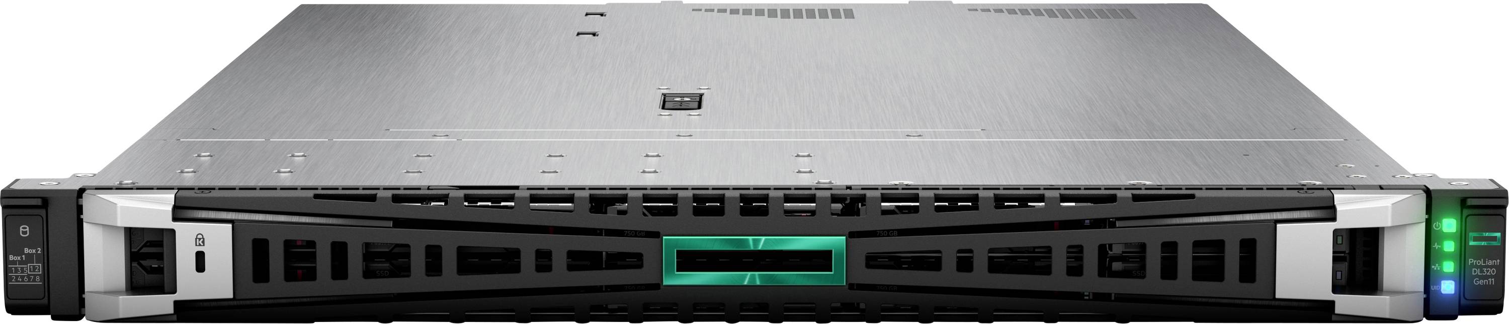 Un serveur en rack élégant et métallique, doté de voyants verts et bleus, conçu pour l'informatique haute performance dans les centres de données.
