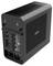 Un mini PC compact noir avec des trous de ventilation, plusieurs ports USB, HDMI et des connexions d'alimentation, à côté d'un logo de marque bien visible.