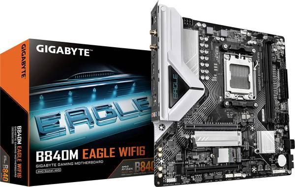 Gigabyte B840M EAGLE WIFI6 Carte mère Socket (PC) AMD® AM5 Facteur de forme (détails) Micro-ATX Chipset de la carte mère AMD® B840