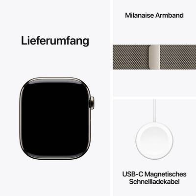 La livraison comprend une montre intelligente, un bracelet milanais et un câble de charge rapide magnétique USB-C.