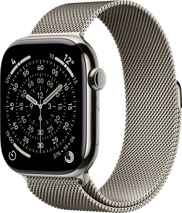 Apple Watch Series 11 GPS + Cellular 46 mm boîtier en titane Milanese Loop naturel S/M