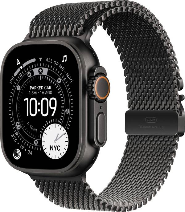 Apple Watch Ultra 3 GPS + Cellular 49 mm boîtier en titane Boucle milanaise en titane noir M