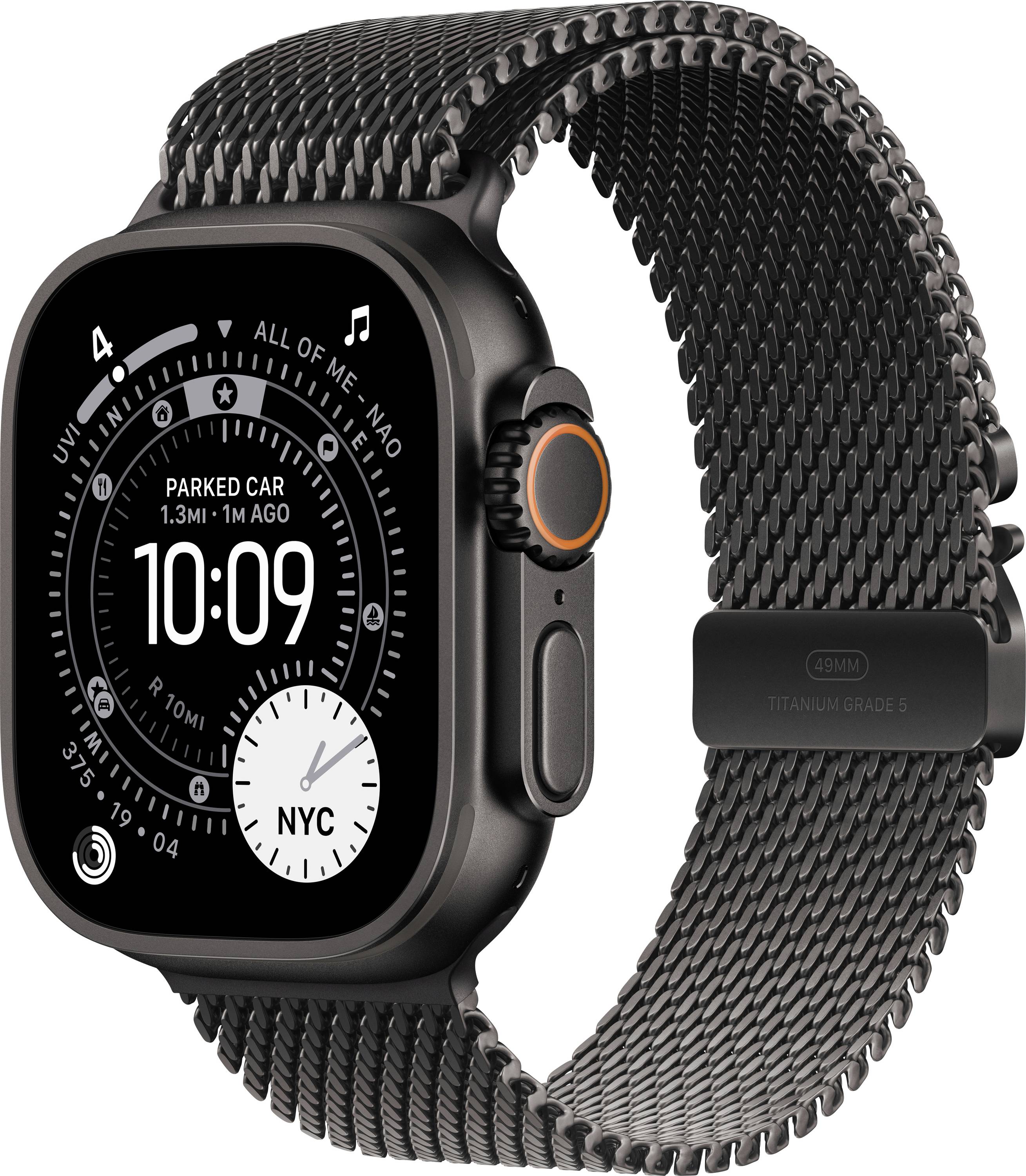 Apple Watch Ultra 3 GPS + Cellular 49 mm boîtier en titane Boucle milanaise en titane noir M-0